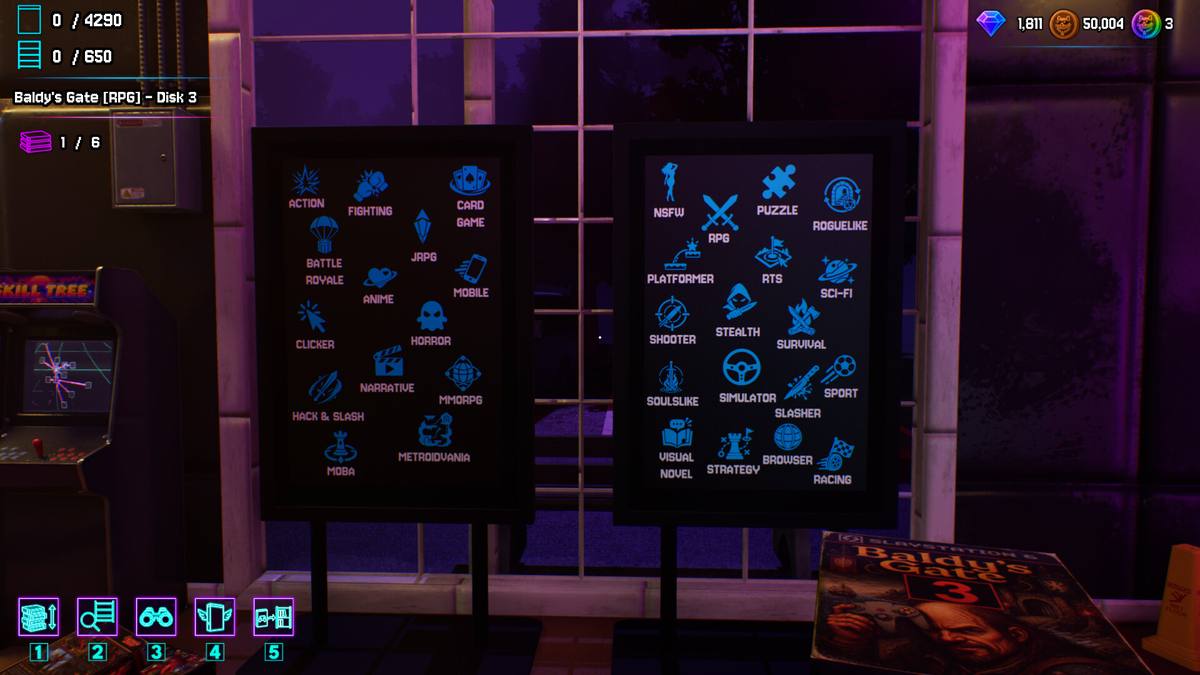 The two genre boards by the shop window, 32 icons in total